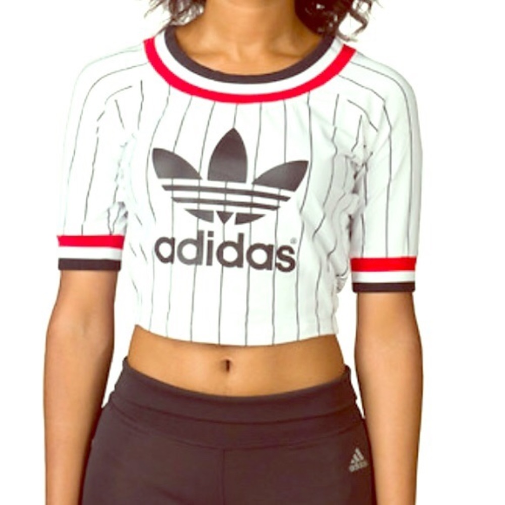 Striped adidas crop top